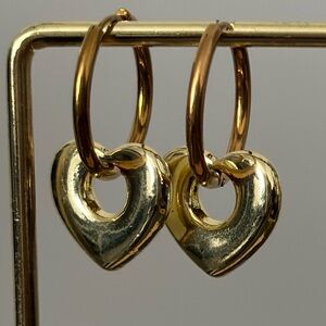 Gold Heart Hoop Earrings